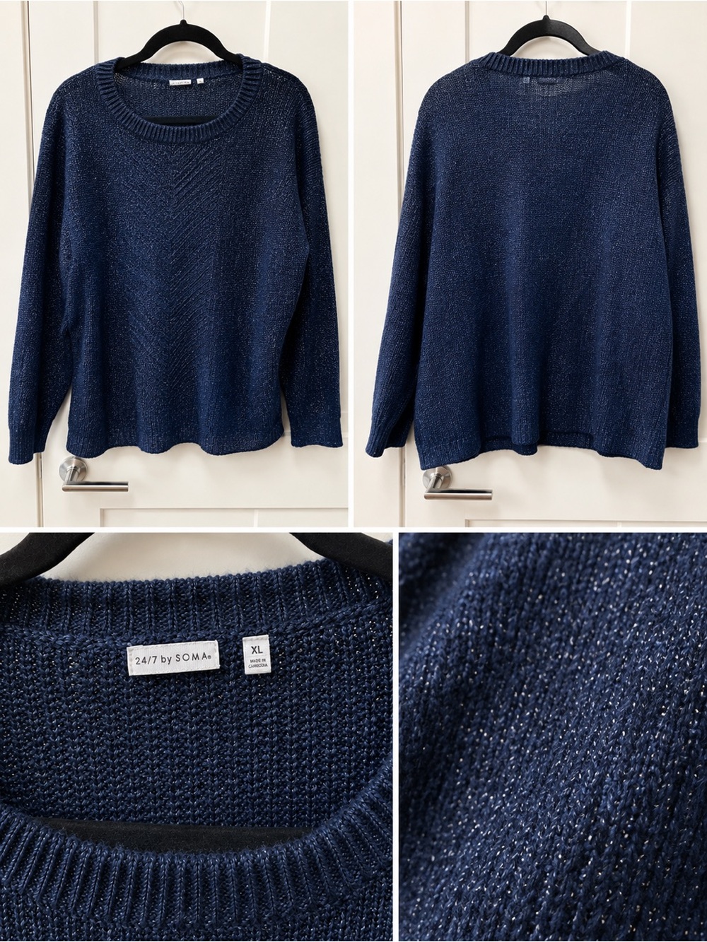 Soma Navy Metallic Crewneck Sweater